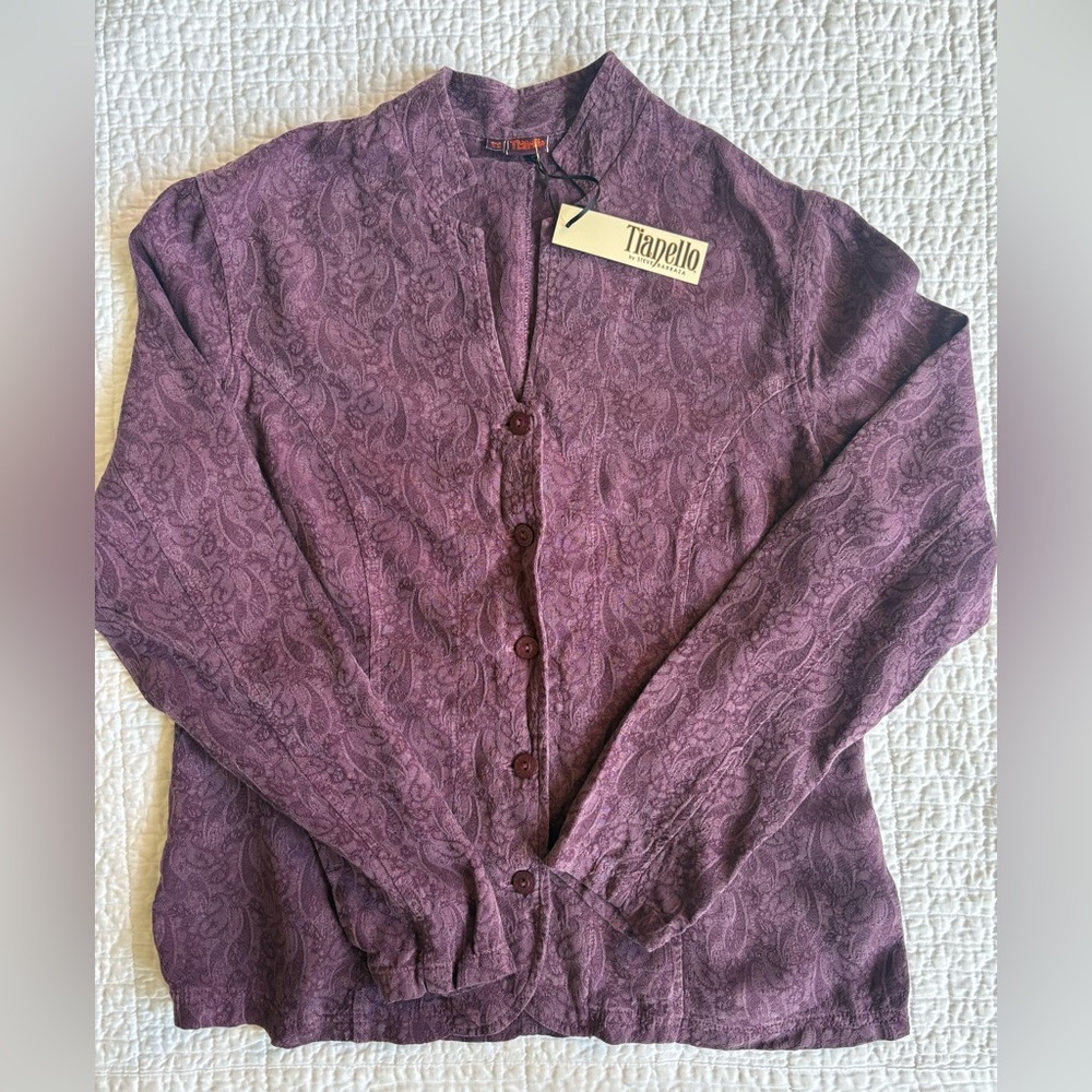 Tianello Purple Paisley Button-Front Sweater